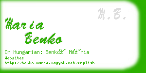 maria benko business card